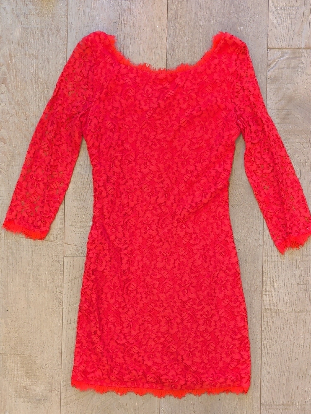 Diane von Furstenberg DVF Zarita Red Floral Lace Cocktail Dress US 4